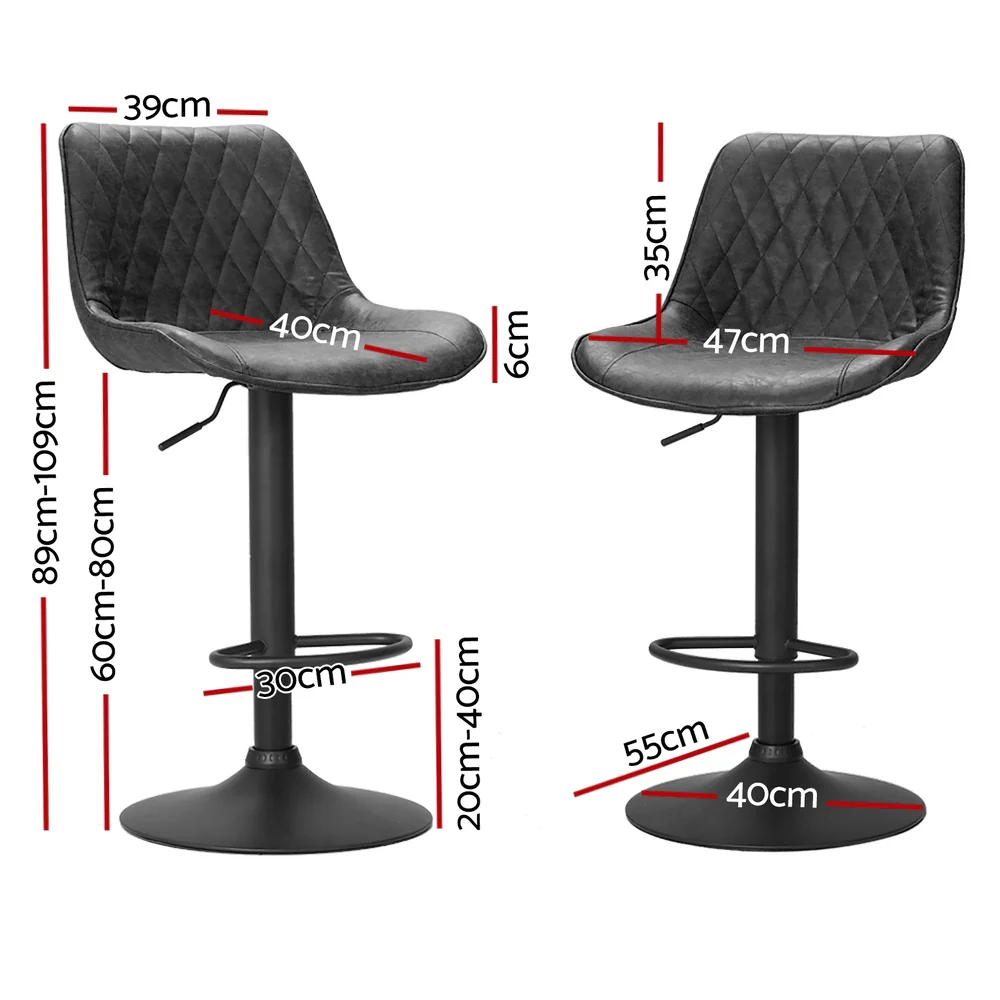 Set of 4 Kensington Diamond Back Bar Stools - Black - Image 2