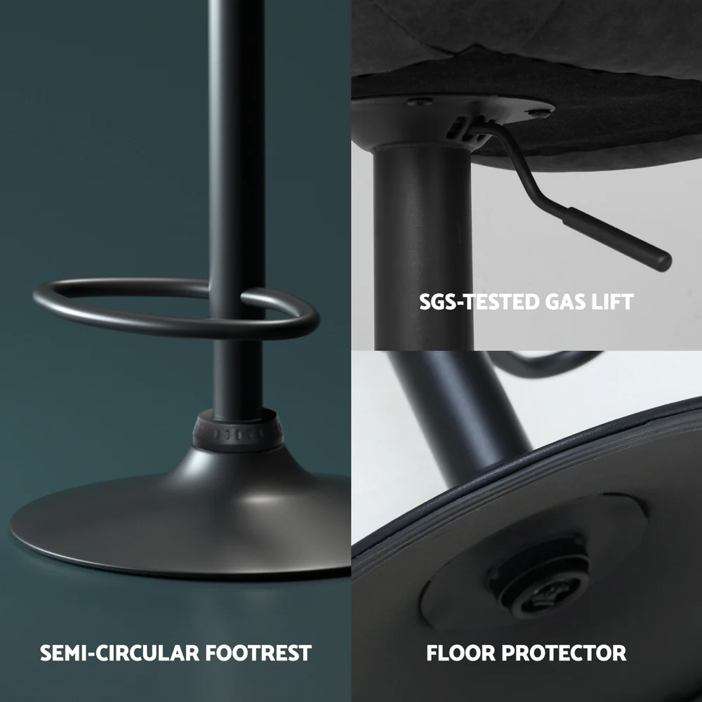 Set of 4 Kensington Diamond Back Bar Stools - Black - Image 6