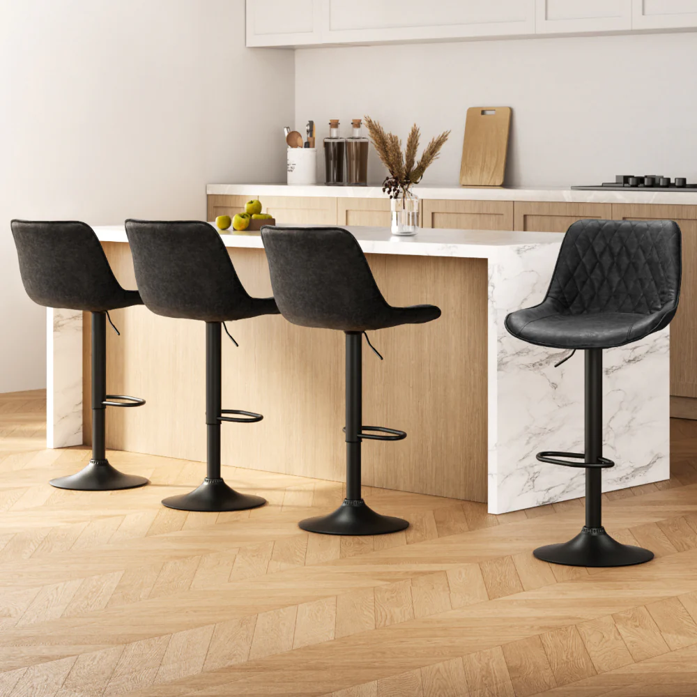 Set of 4 Kensington Diamond Back Bar Stools - Black - Image 7