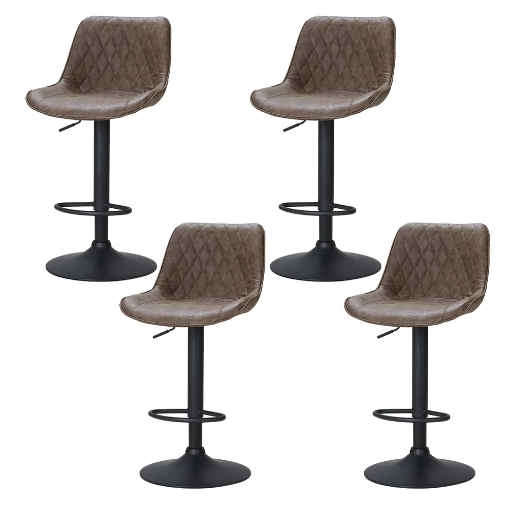 Set of 4 Kensington Diamond Back Bar Stools - Brown