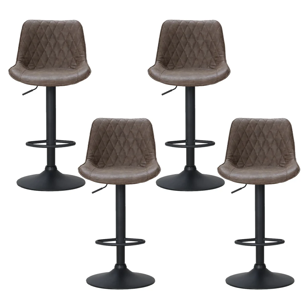 Set of 4 Kensington Diamond Back Bar Stools - Brown - Image 3