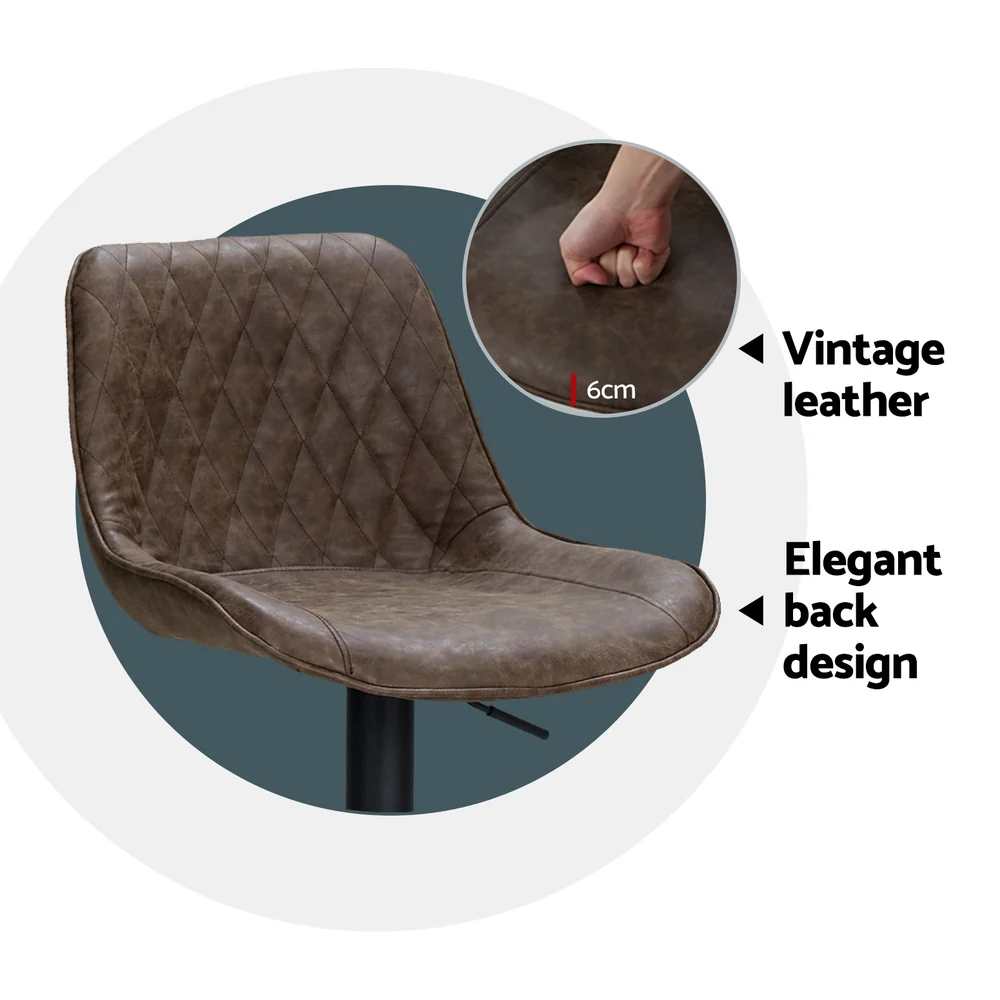 Set of 4 Kensington Diamond Back Bar Stools - Brown - Image 5