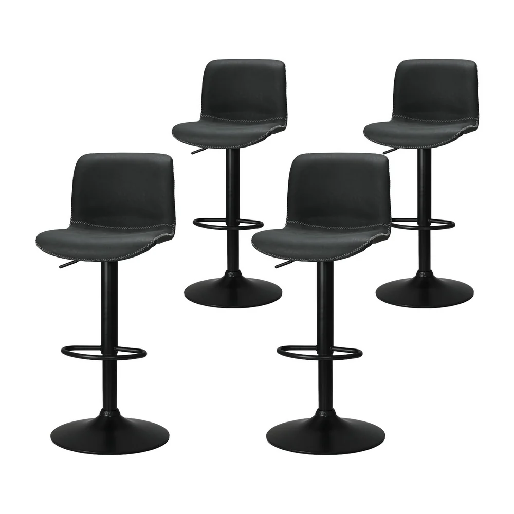 Set of 4 Koby Gas Lift Bar Stools - Black