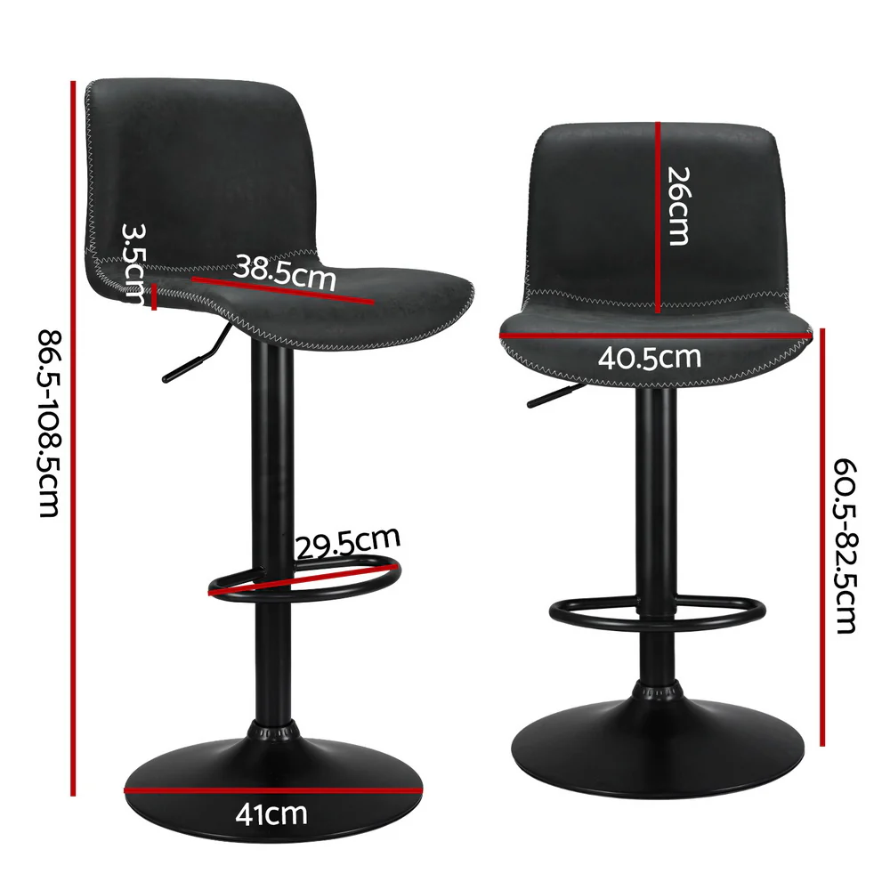 Set of 4 Koby Gas Lift Bar Stools - Black - Image 2