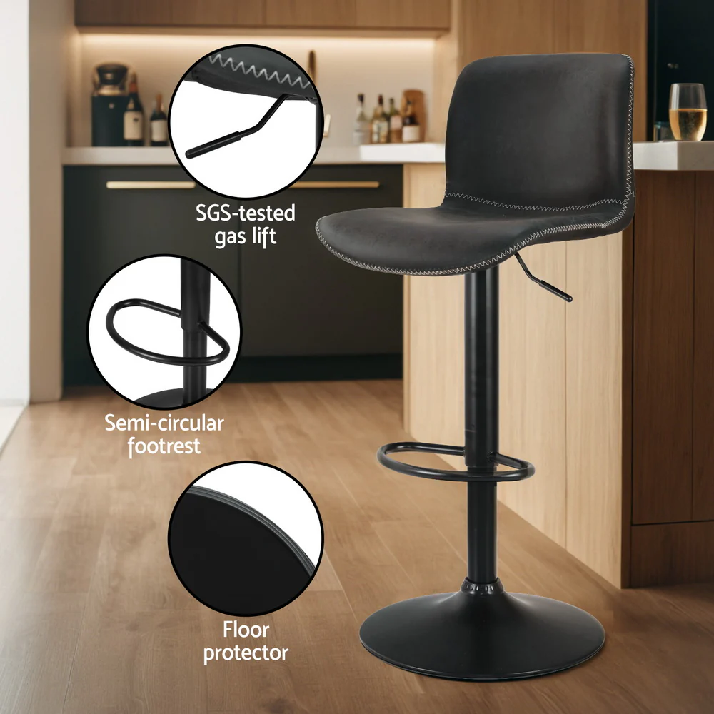 Set of 4 Koby Gas Lift Bar Stools - Black - Image 5