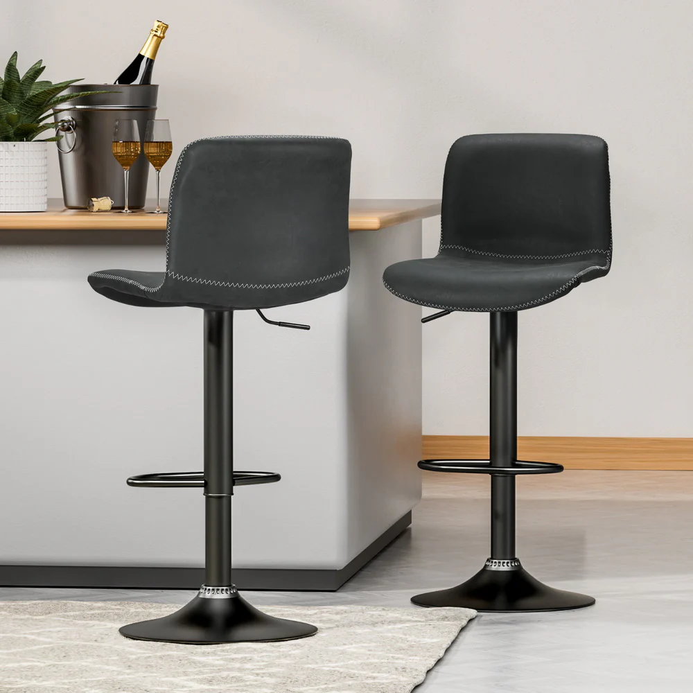Set of 4 Koby Gas Lift Bar Stools - Black - Image 7