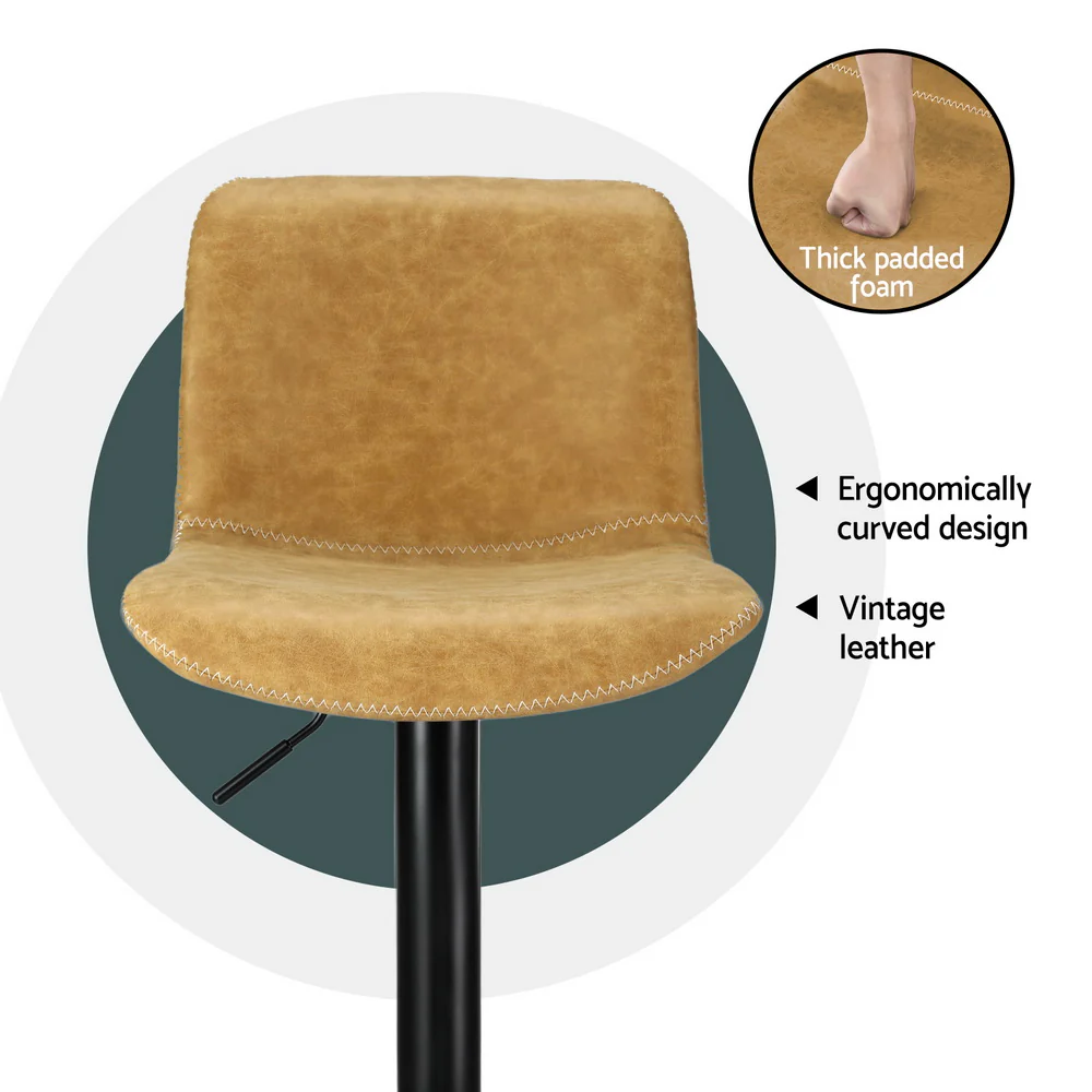 Set of 4 Koby Gas Lift Bar Stools - Brown - Image 4
