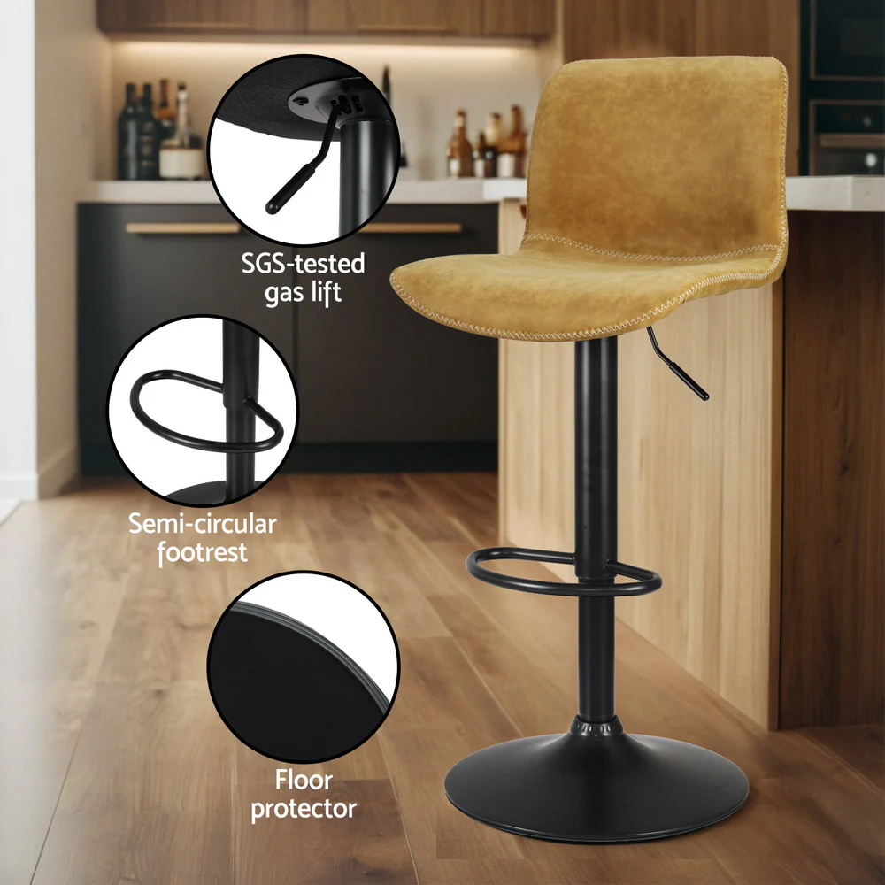 Set of 4 Koby Gas Lift Bar Stools - Brown - Image 5