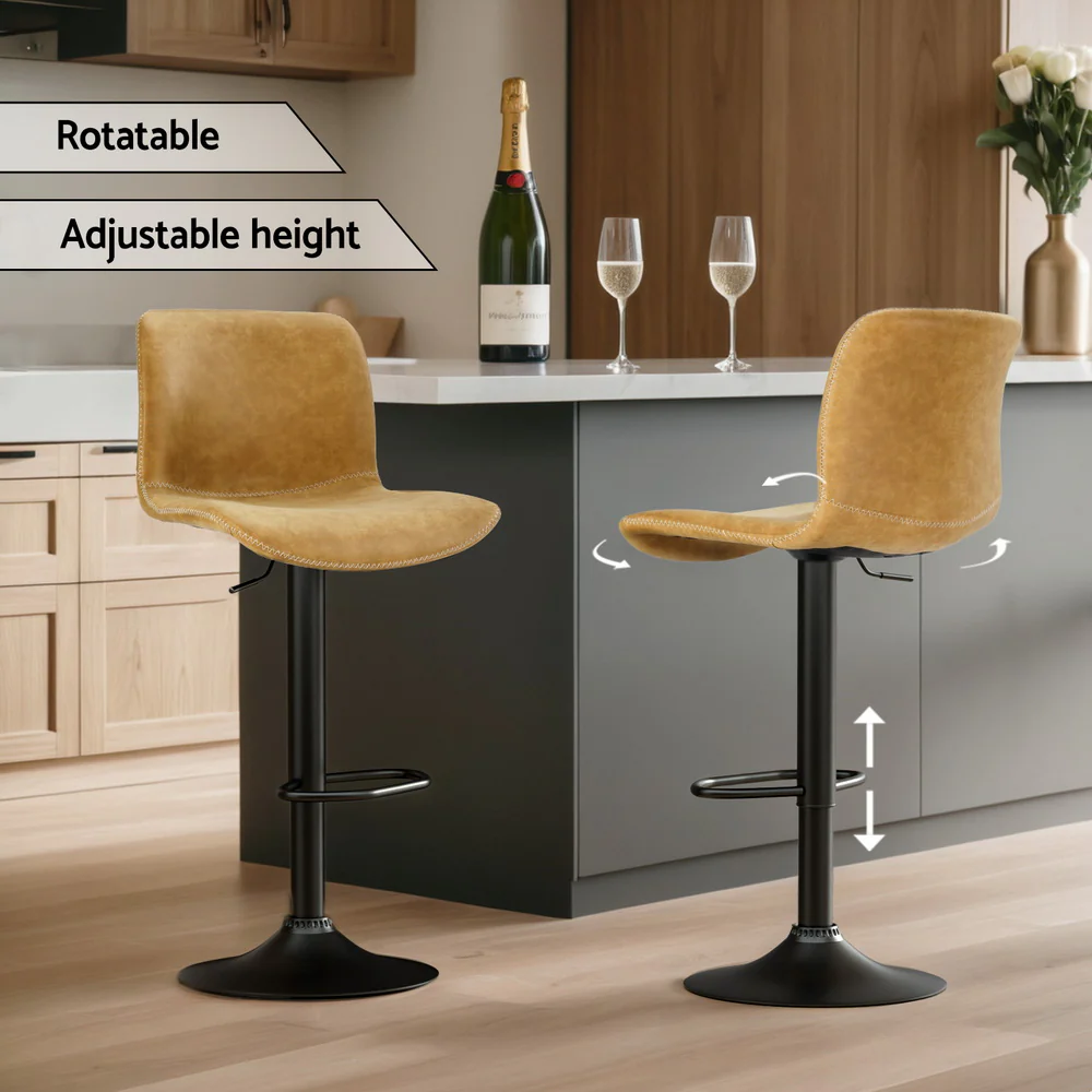 Set of 4 Koby Gas Lift Bar Stools - Brown - Image 6