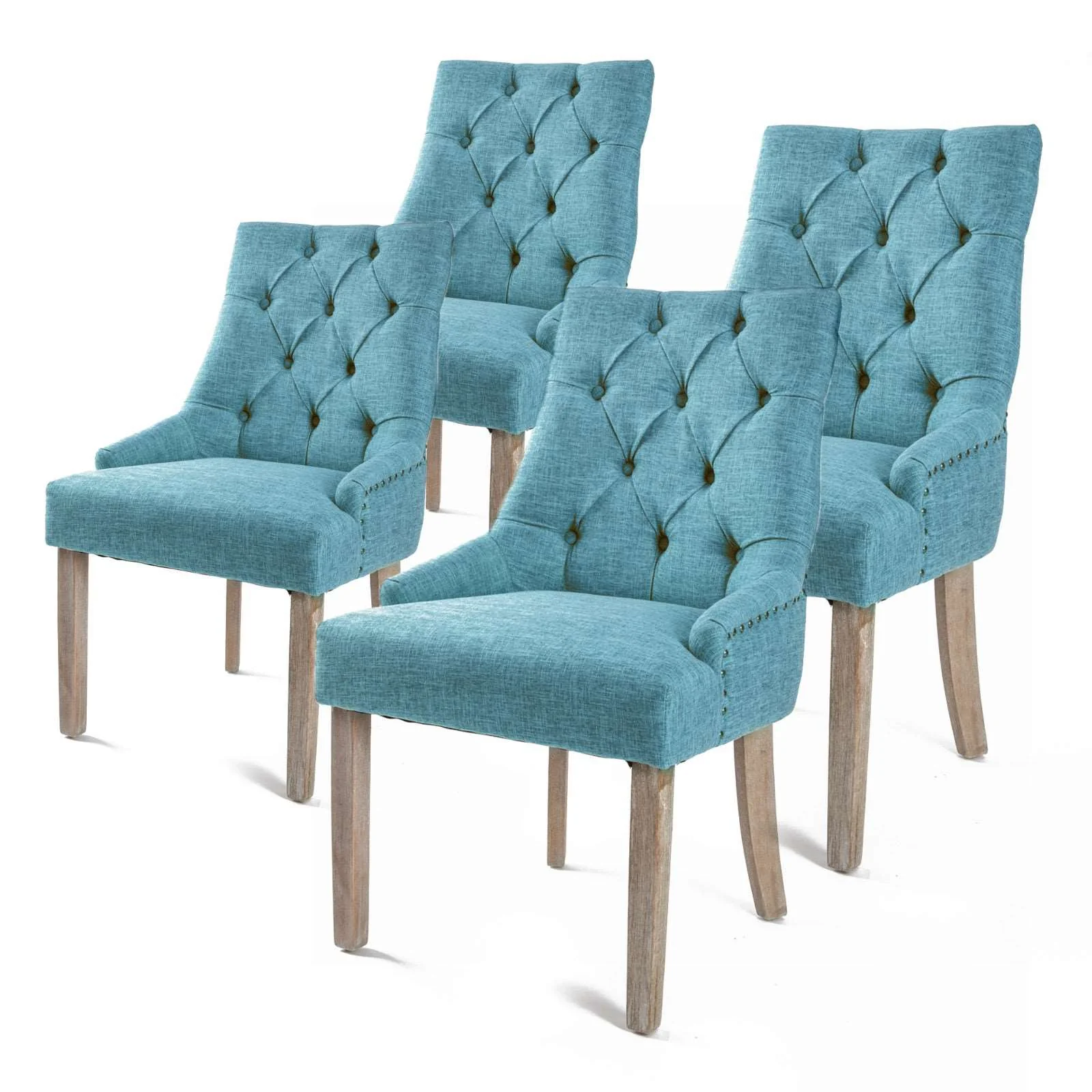 Set of 4 Lisette Amour French Provincial Dining Chairs - Blue