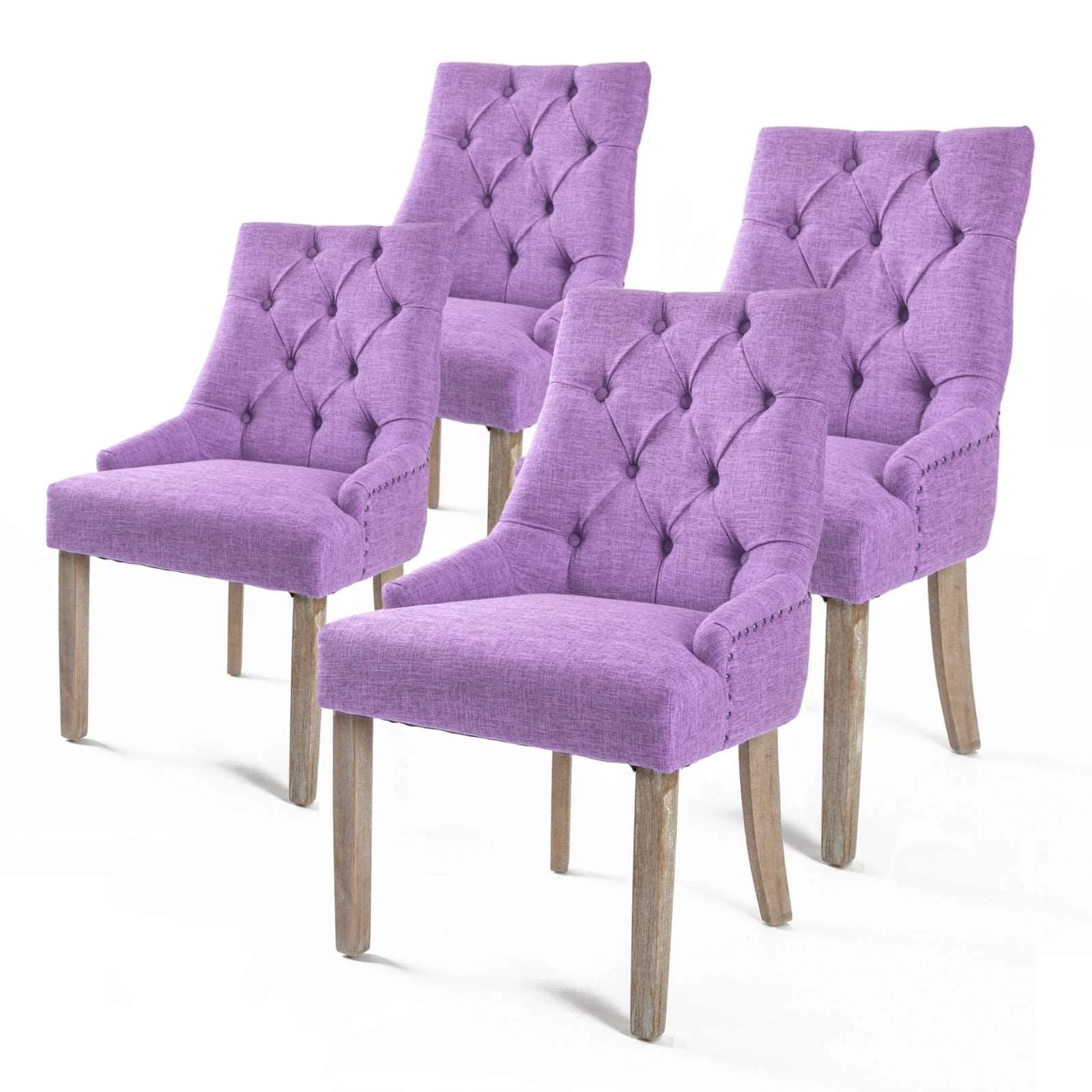 Set of 4 Lisette Amour French Provincial Dining Chairs - Violet