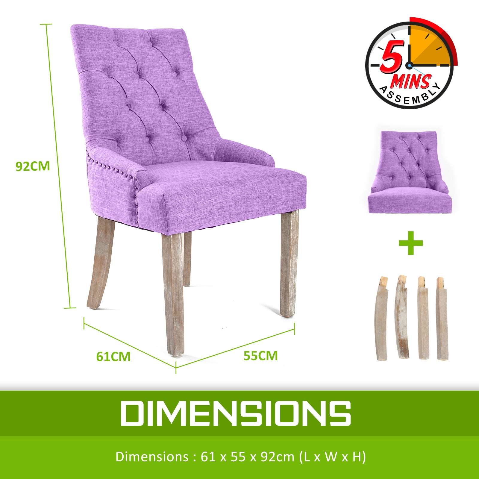 Set of 4 Lisette Amour French Provincial Dining Chairs - Violet - Image 12