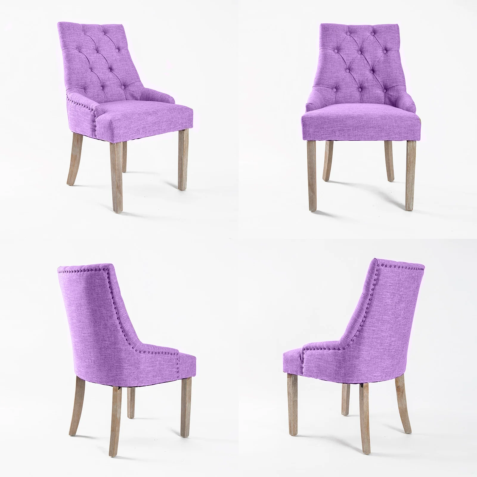 Set of 4 Lisette Amour French Provincial Dining Chairs - Violet - Image 4