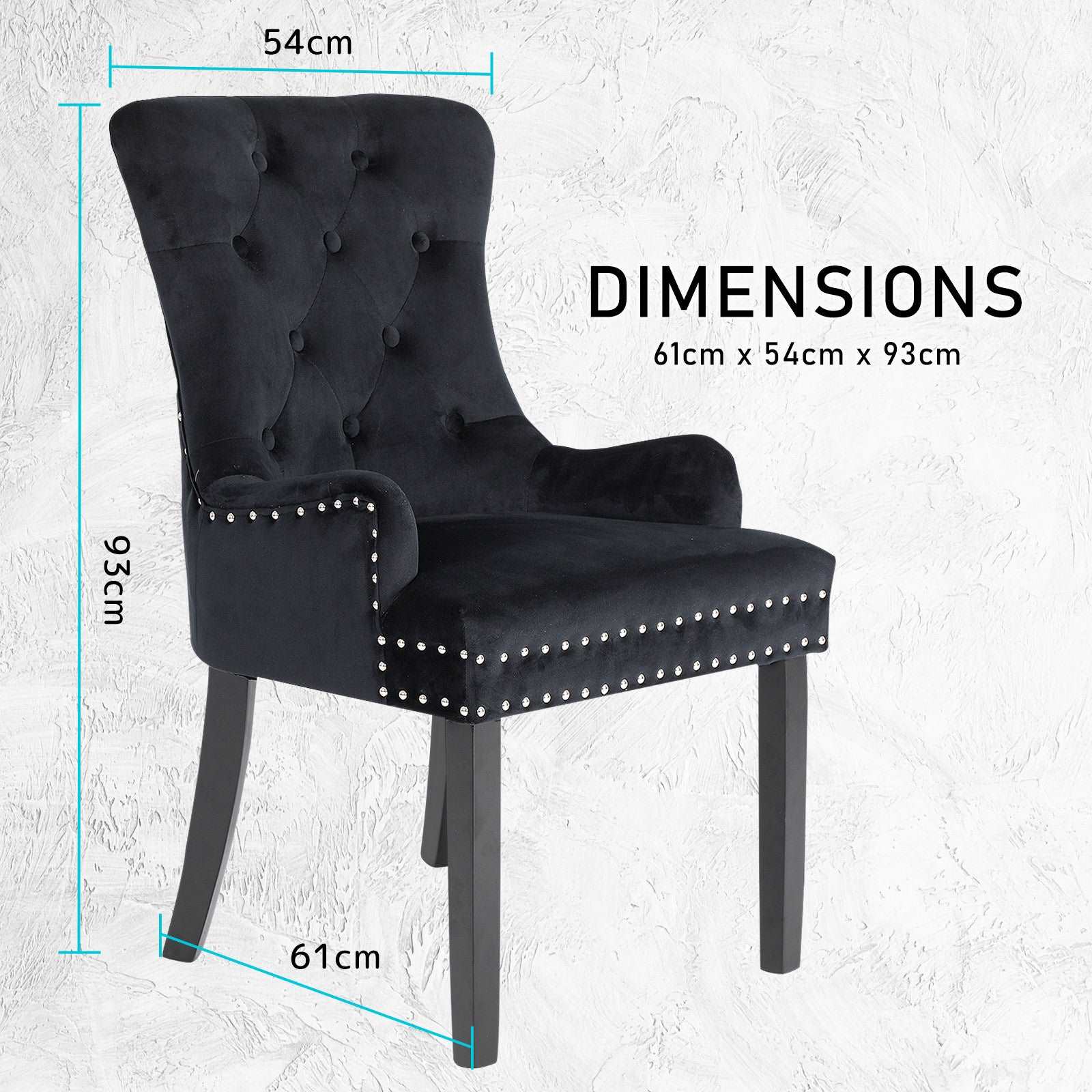 Set of 4 Lucienne French Provincial Velvet Dining Chairs - Black - Image 11