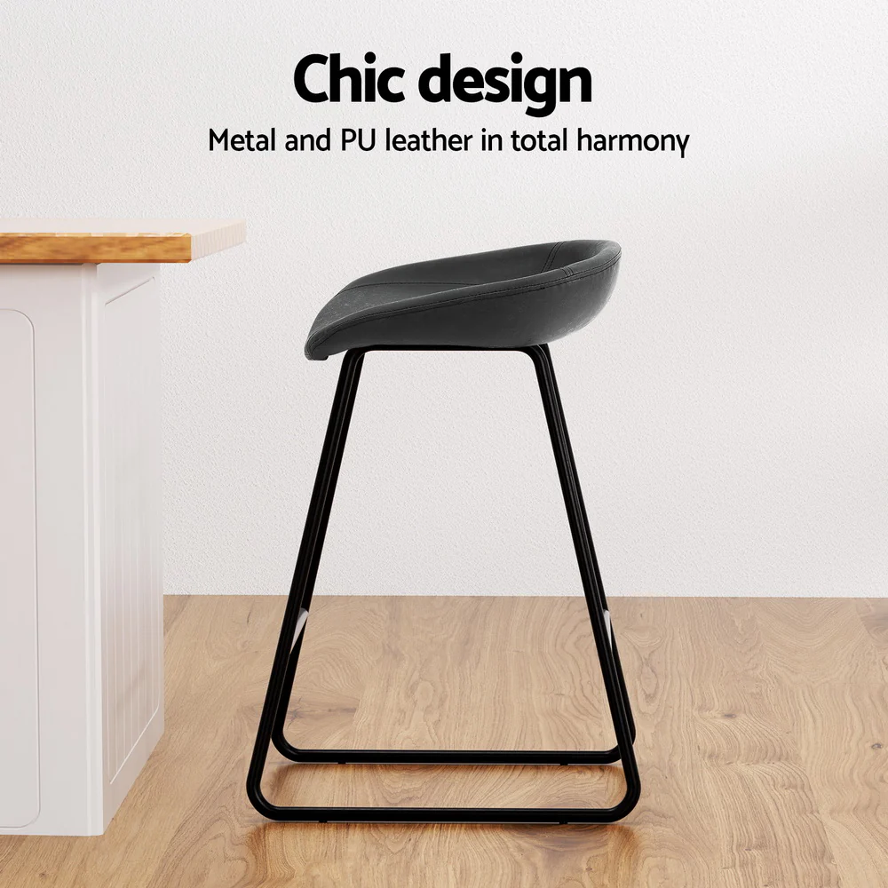Set of 4 Ludovic Bar Stools - Black - Image 4