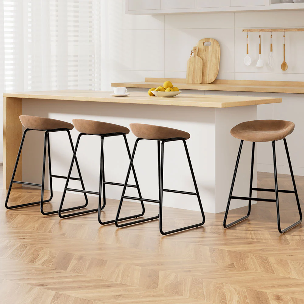 Set of 4 Ludovic Bar Stools - Brown