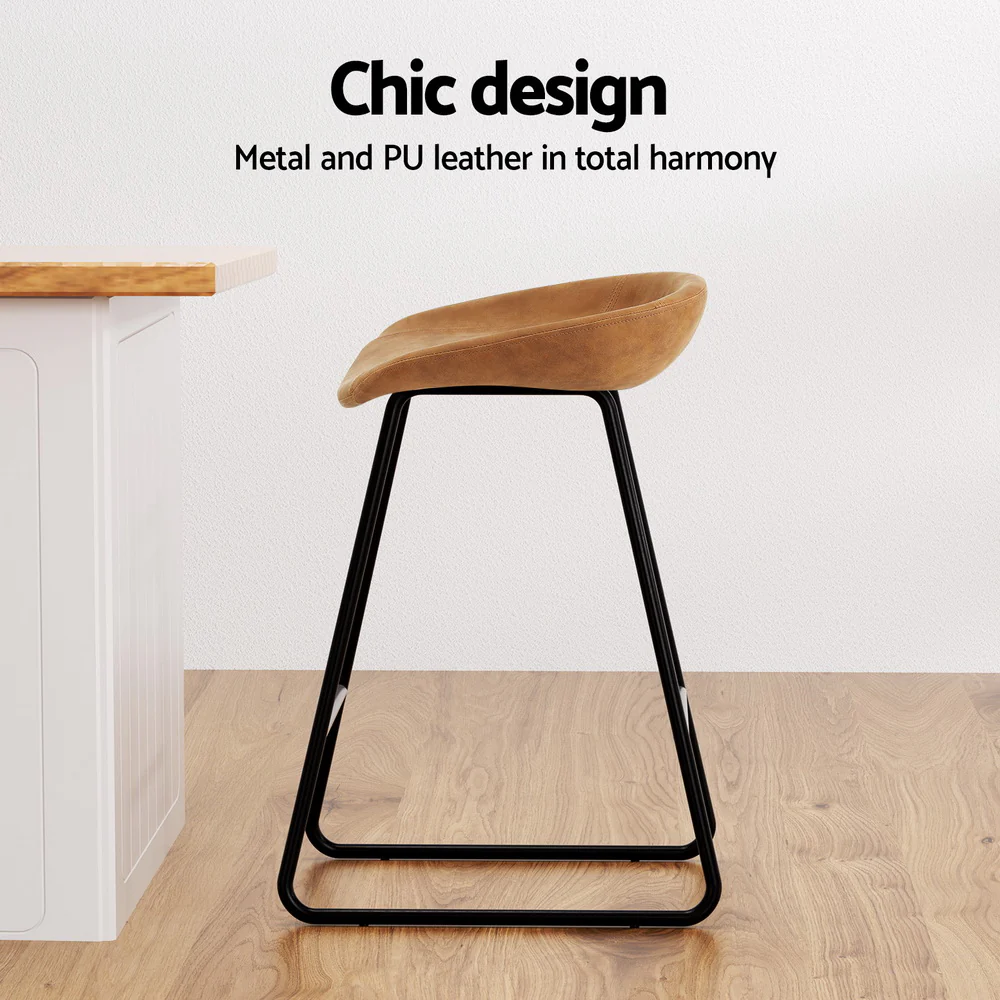 Set of 4 Ludovic Bar Stools - Brown - Image 4