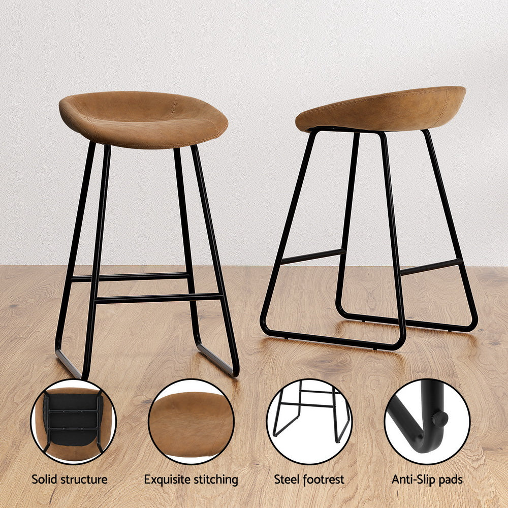 Set of 4 Ludovic Bar Stools - Brown - Image 5