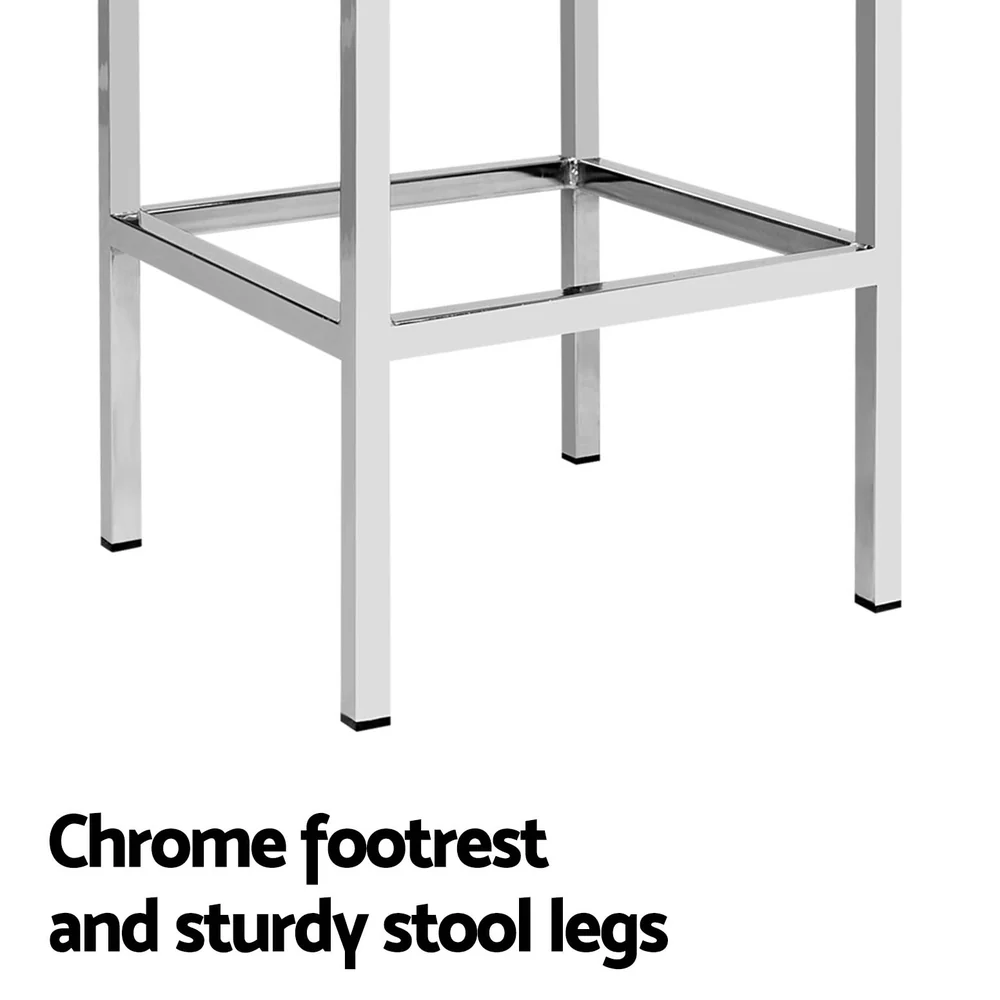 Set of 4 Luna PU Leather Bar Stools - White & Chrome - Image 6