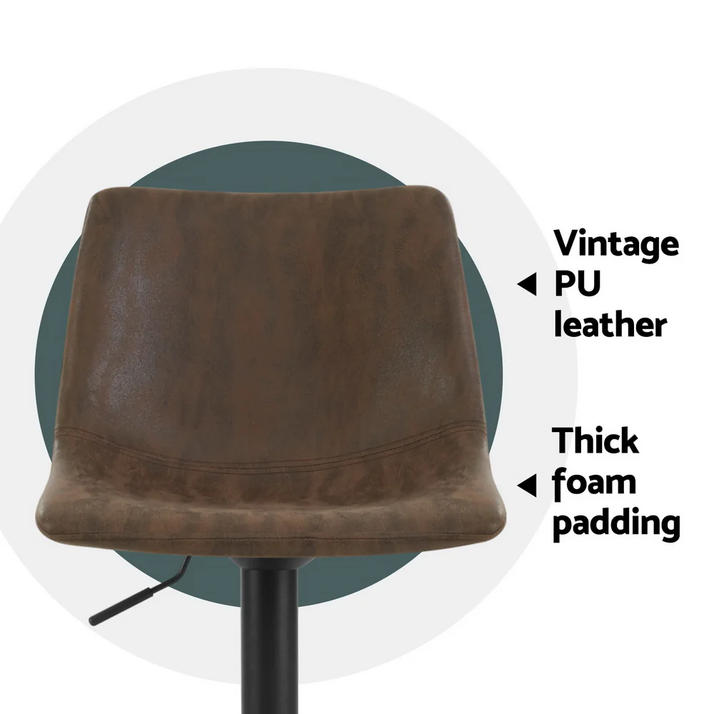 Set of 4 Marek Vintage PU Leather Swivel Bar Stools – Brown - Image 5