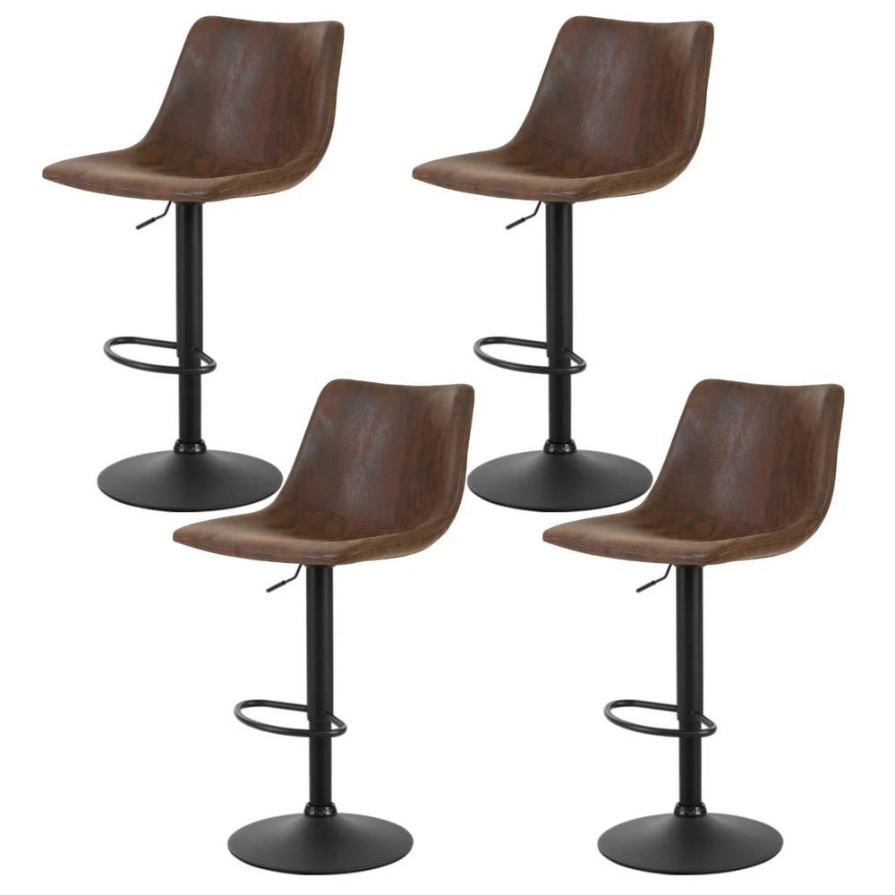 Set of 4 Marek Vintage PU Leather Swivel Bar Stools – Brown - Image 7