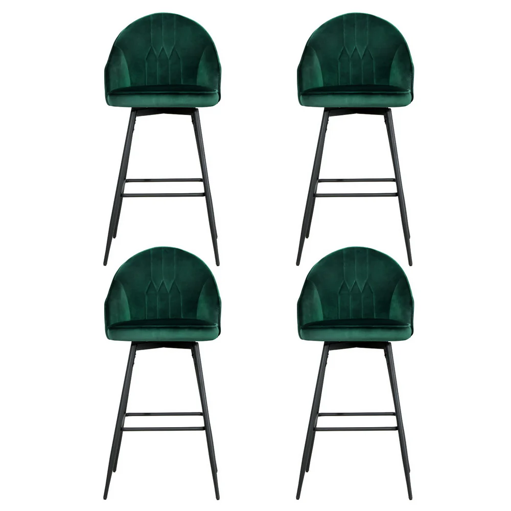 Set of 4 Monroe Velvet Swivel Bar Stools - Green - Image 3