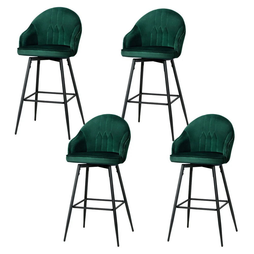 Set of 4 Monroe Velvet Swivel Bar Stools - Green - Image 7