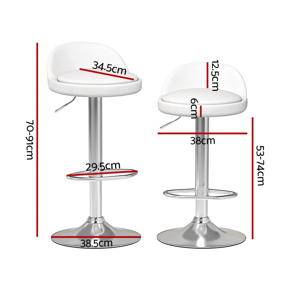 Set of 4 Nuvo Bar Stools PU Leather Gas Lift White - Image 2