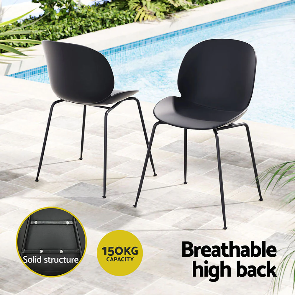 Set of 4 Outdoor Dining Chairs Black - Image 5