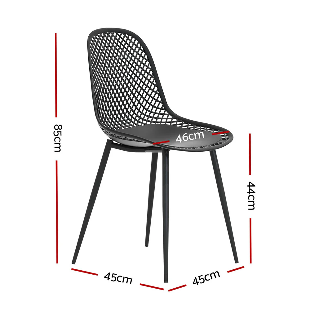 Set of 4 Outdoor Ventilated Dining Chairs Black - Image 2