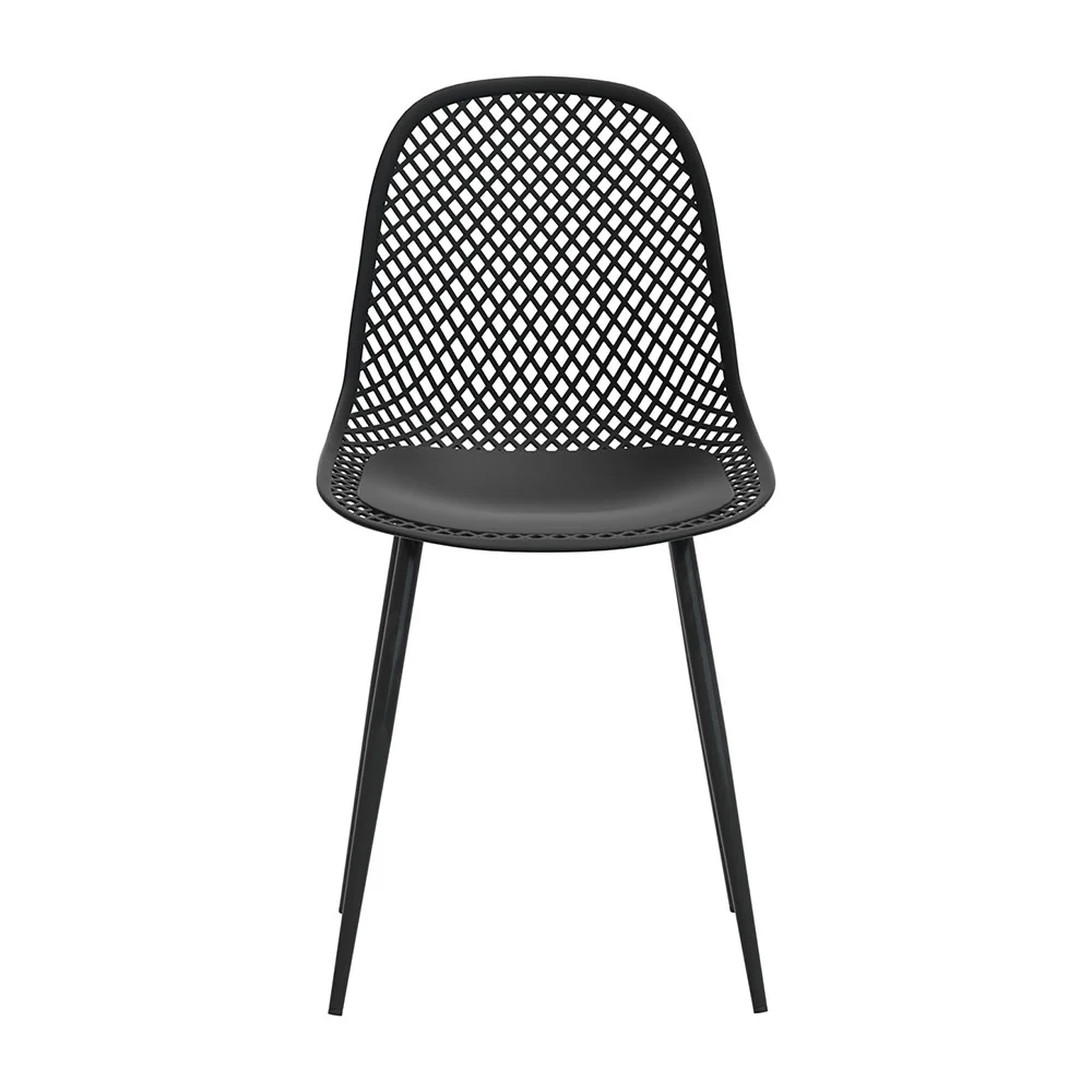 Set of 4 Outdoor Ventilated Dining Chairs Black - Image 3