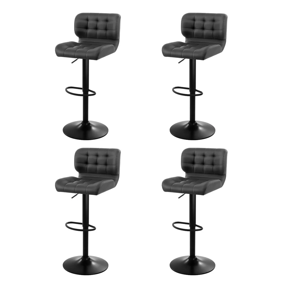Set of 4 Preston Gas Lift Leather Bar Stools - Grey