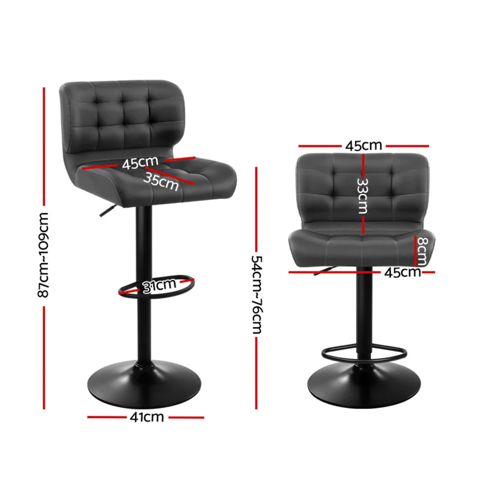 Set of 4 Preston Gas Lift Leather Bar Stools - Grey - Image 2