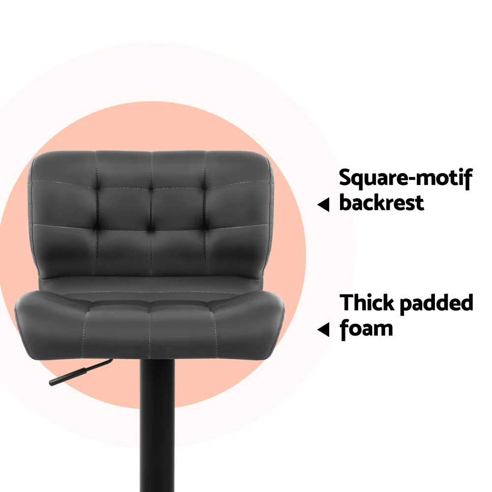 Set of 4 Preston Gas Lift Leather Bar Stools - Grey - Image 5