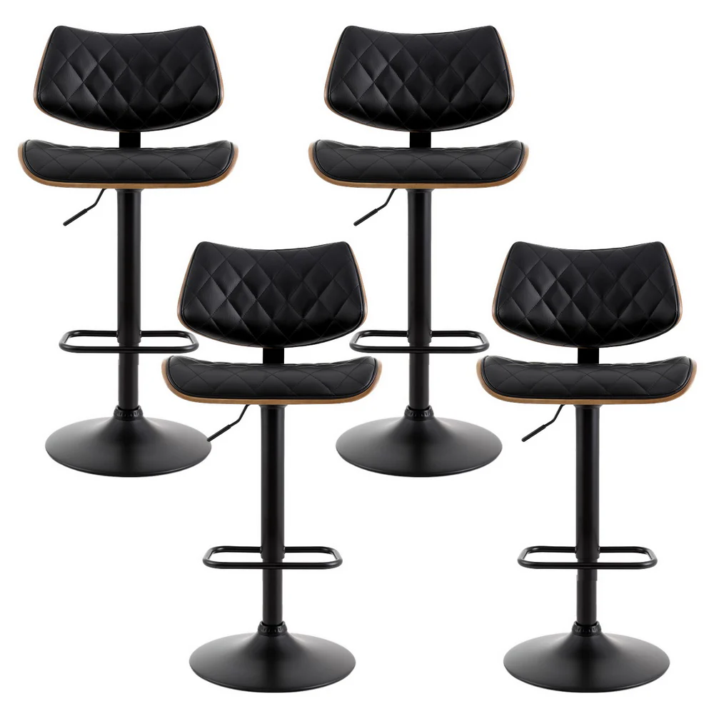 Set of 4 Quentin Gas Lift Bar Stools - Black - Image 3
