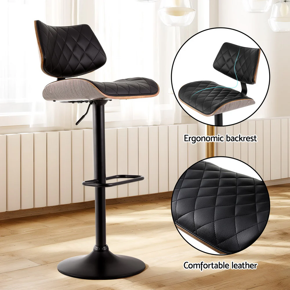 Set of 4 Quentin Gas Lift Bar Stools - Black - Image 5