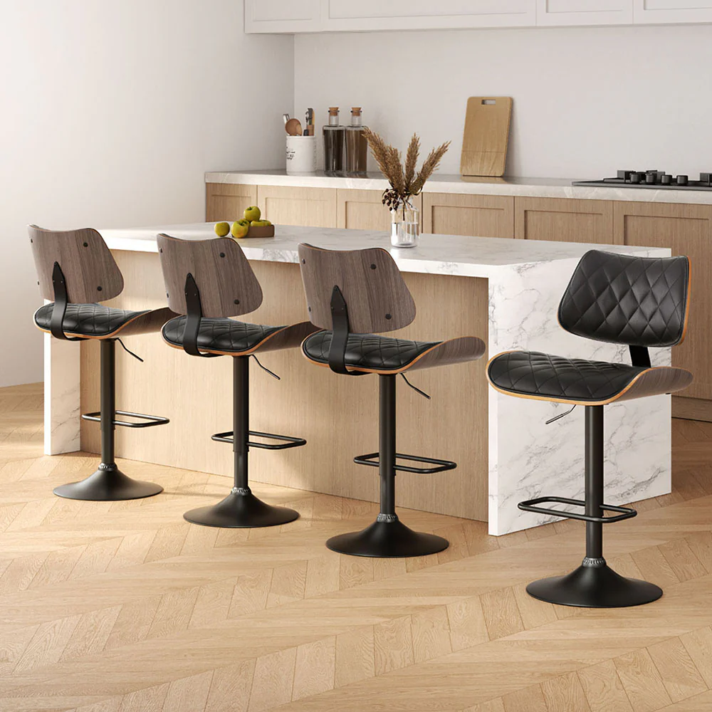 Set of 4 Quentin Gas Lift Bar Stools - Black - Image 7
