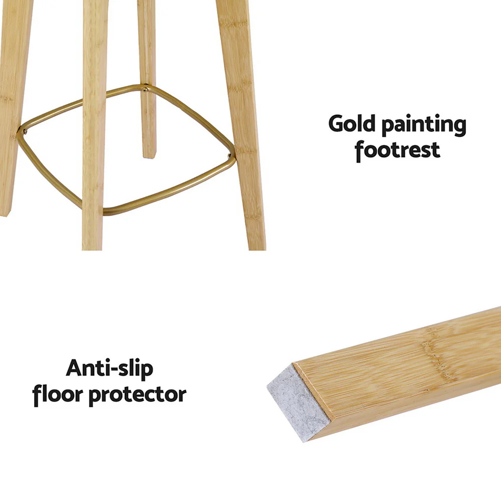 Set of 4 Rattan Seat Bamboo Bar Stools - Image 5