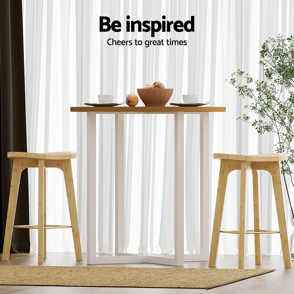Set of 4 Rattan Seat Bamboo Bar Stools - Image 6