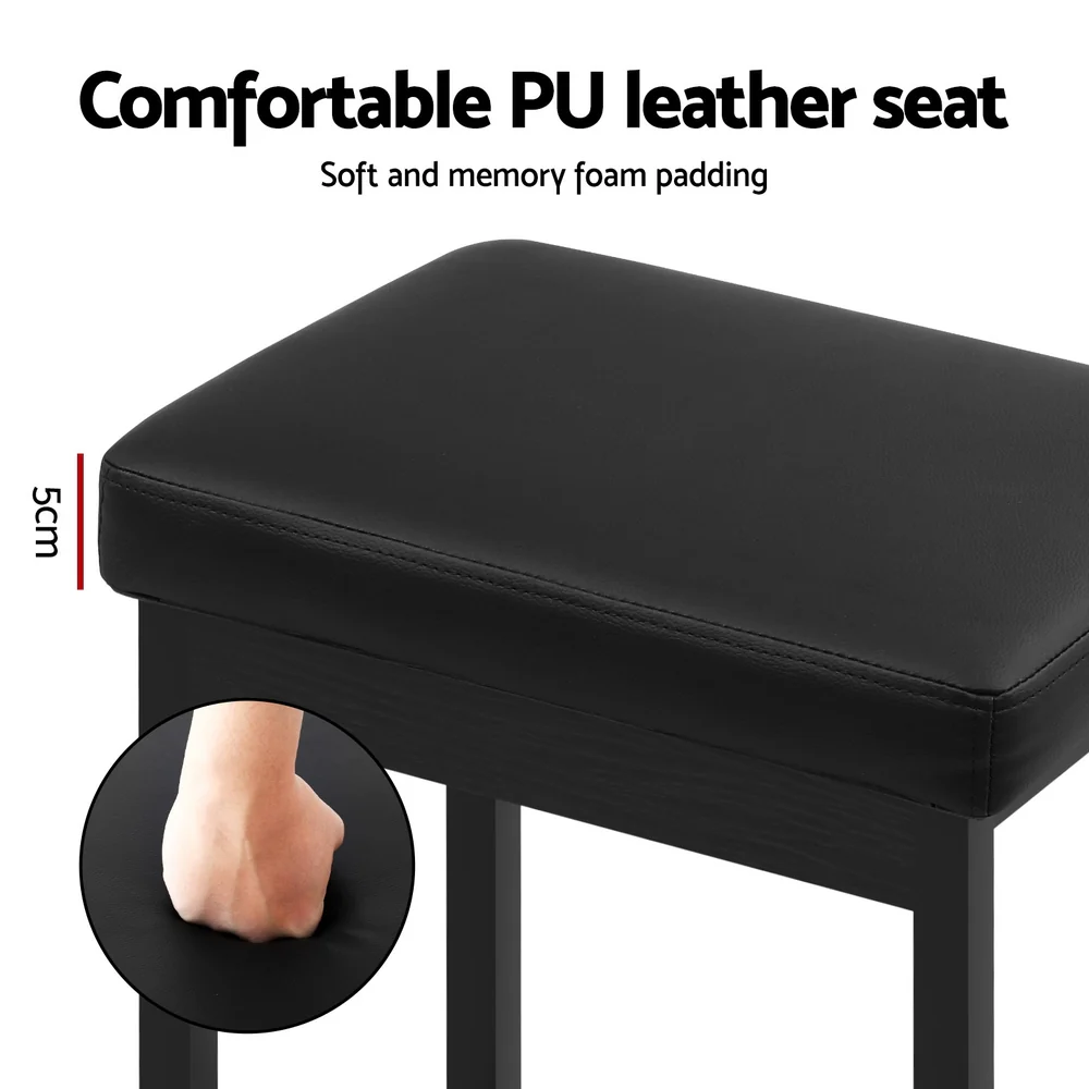 Set of 4 Ravon PU Leather Bar Stools – Black - Image 4
