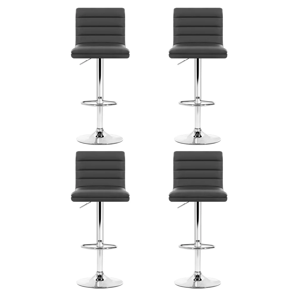 Set of 4 Remy Adjustable Leather Bar Stools – Grey - Image 3