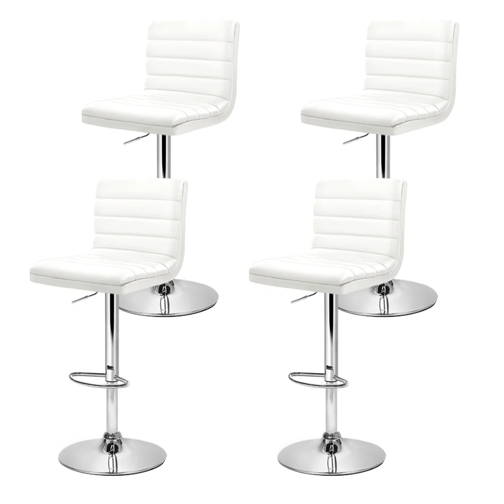 Set of 4 Remy Adjustable Leather Bar Stools – White - Image 3