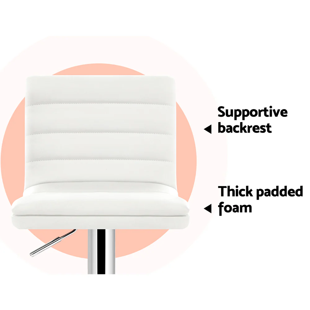 Set of 4 Remy Adjustable Leather Bar Stools – White - Image 5