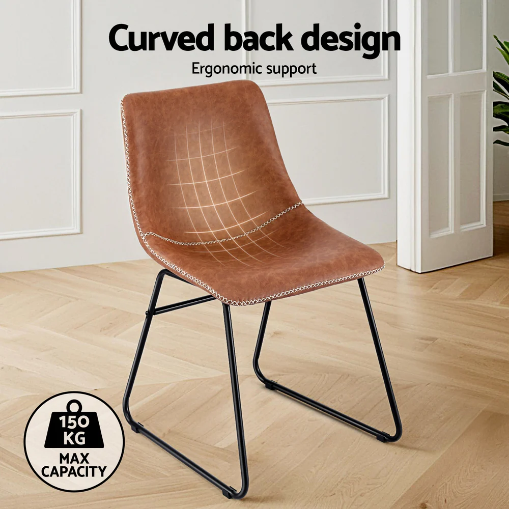 Set of 4 Retro Dining Chairs – Brown - Image 5