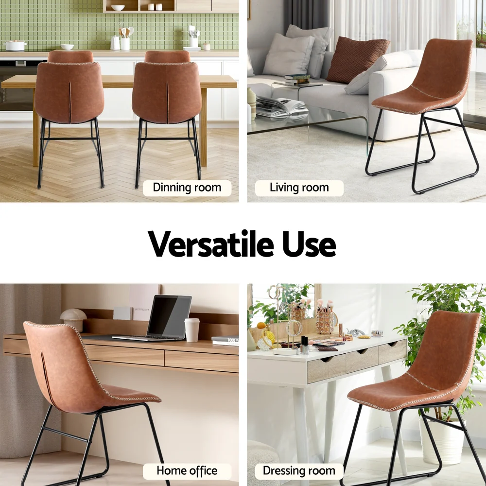 Set of 4 Retro Dining Chairs – Brown - Image 6