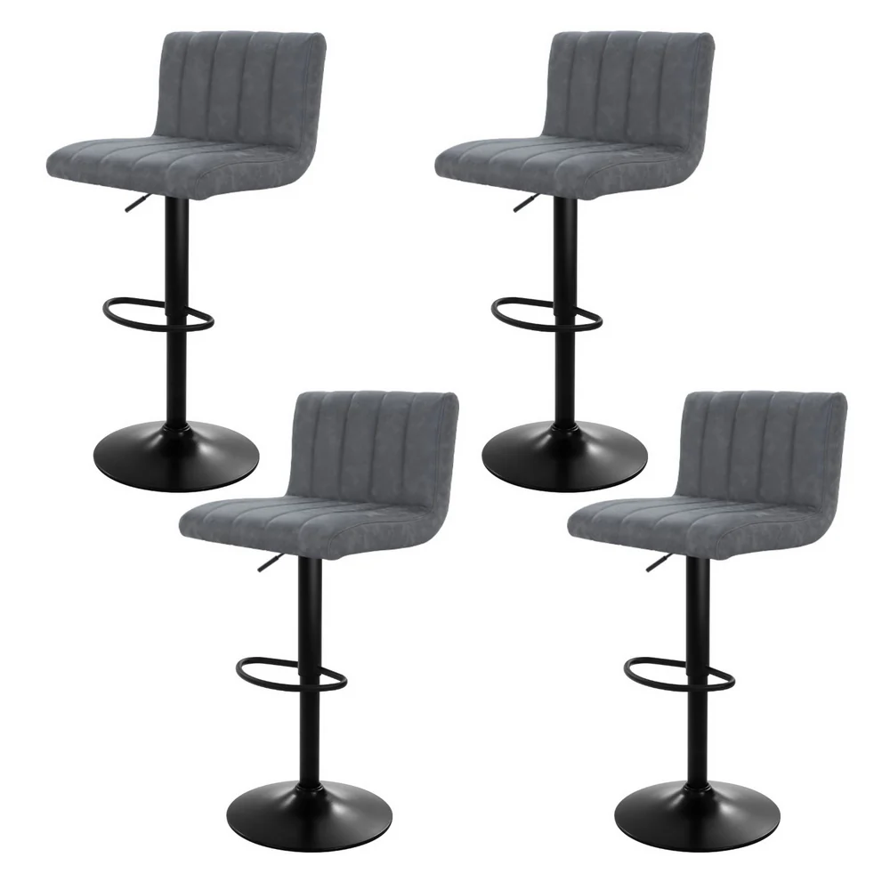 Set of 4 Savoy Gas Lift Bar Stools - Grey