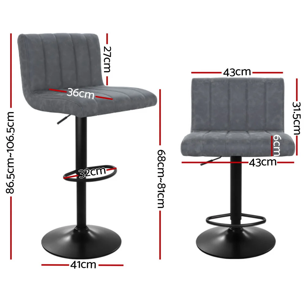 Set of 4 Savoy Gas Lift Bar Stools - Grey - Image 2