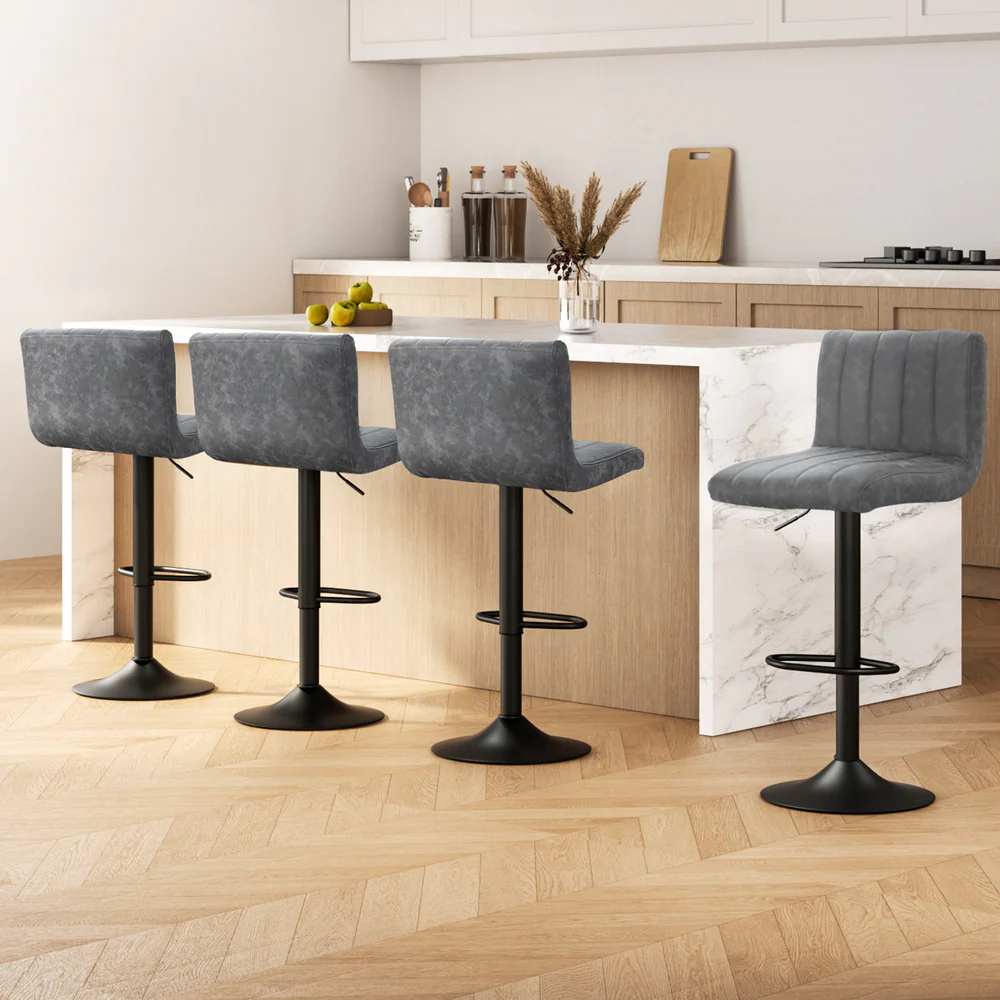 Set of 4 Savoy Gas Lift Bar Stools - Grey - Image 7