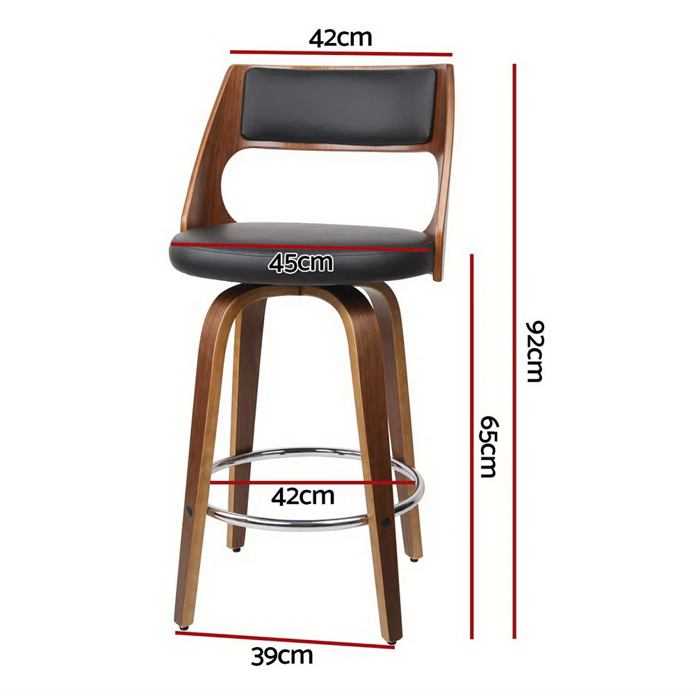 Set of 4 Sloane Bentwood Bar Stools 65cm Seat Height - Walnut & Black - Image 2
