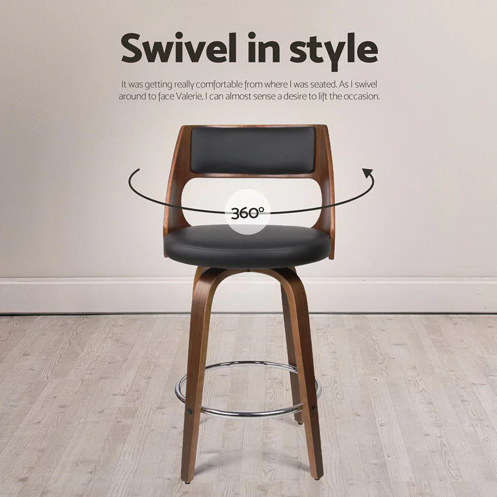 Set of 4 Sloane Bentwood Bar Stools 65cm Seat Height - Walnut & Black - Image 5